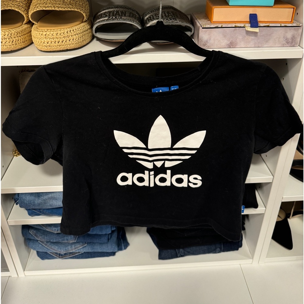 Adidas black crop top size small